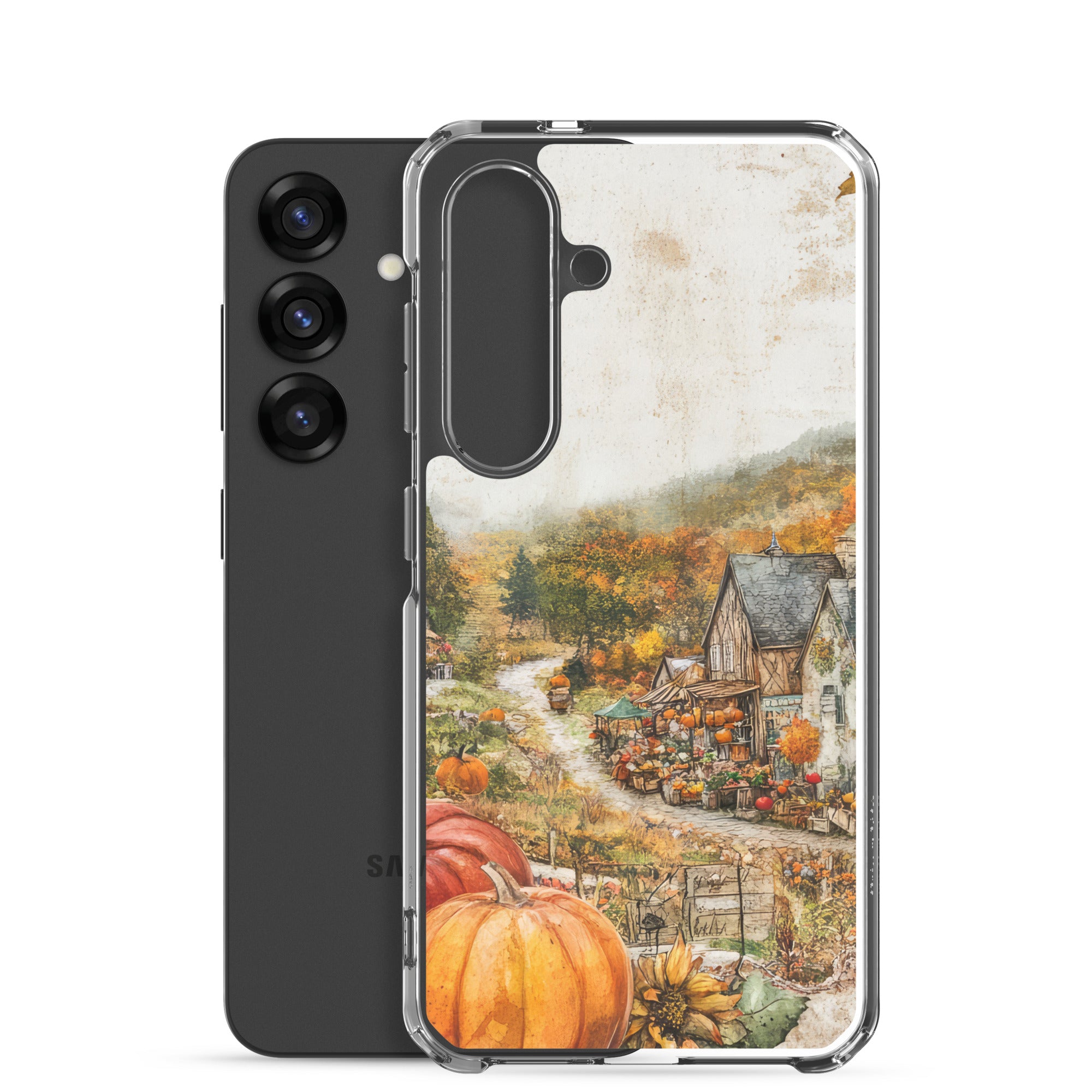 Autumn Village Clear Case for Samsung Galaxy S25 – Cozy Fall Countryside Protective Cover