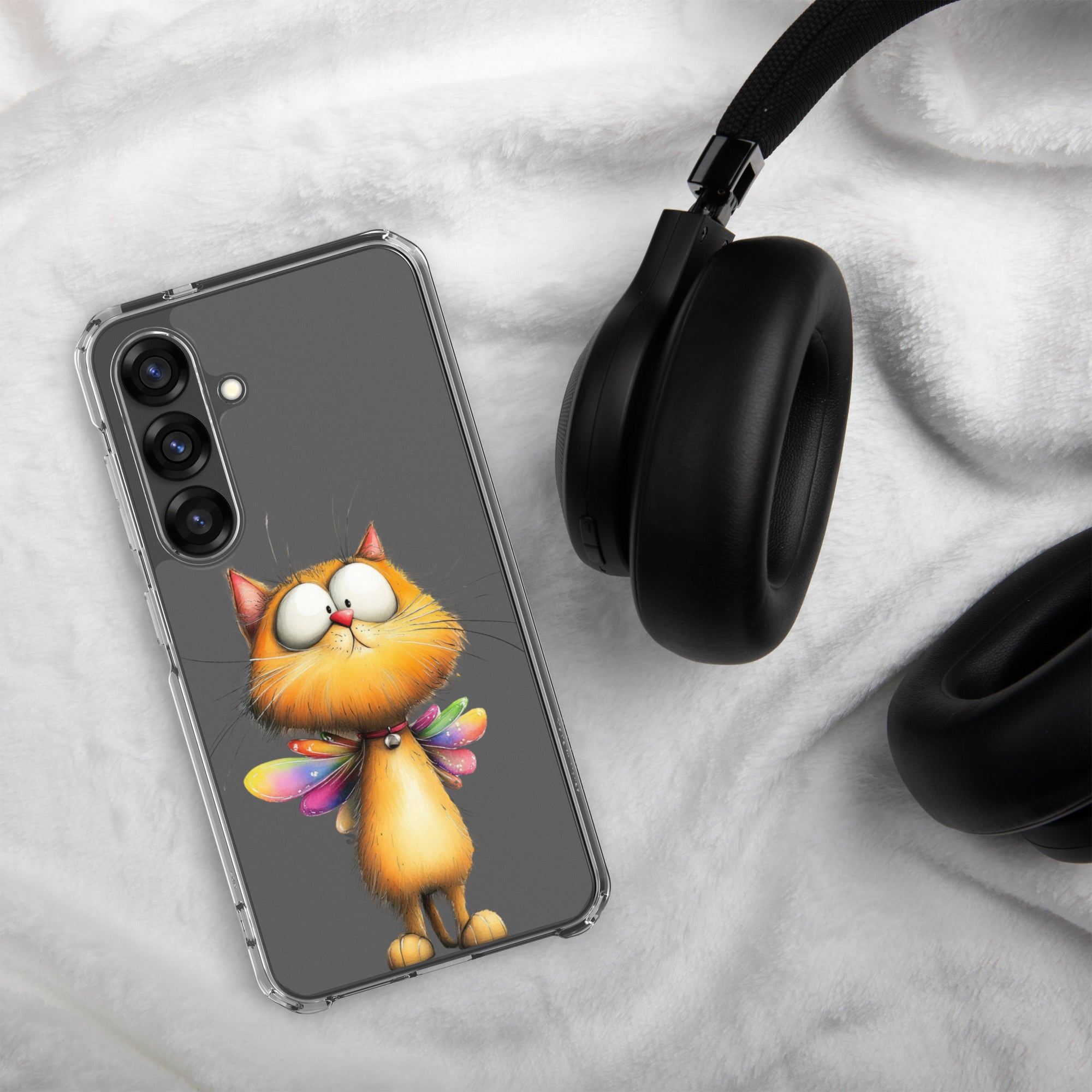 Whimsical Fairy Cat Clear Case for Samsung Galaxy S25 – Playful Fantasy Protective Cover