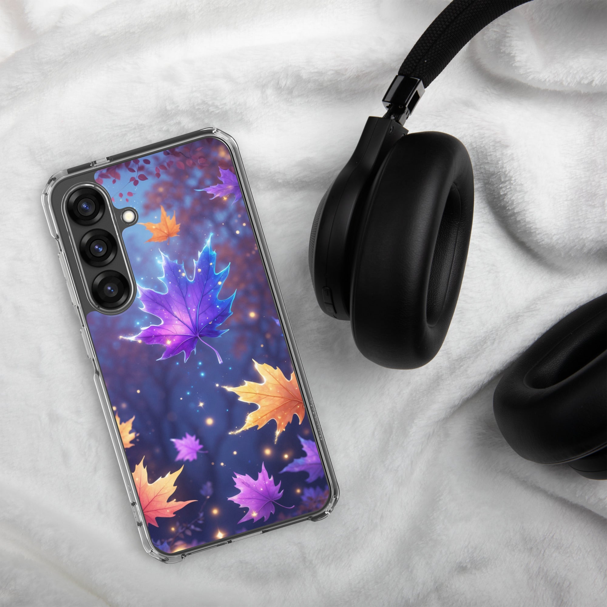 Autumn Leaves Glow Clear Case for Samsung Galaxy S25 – Magical Nature Protective Cover