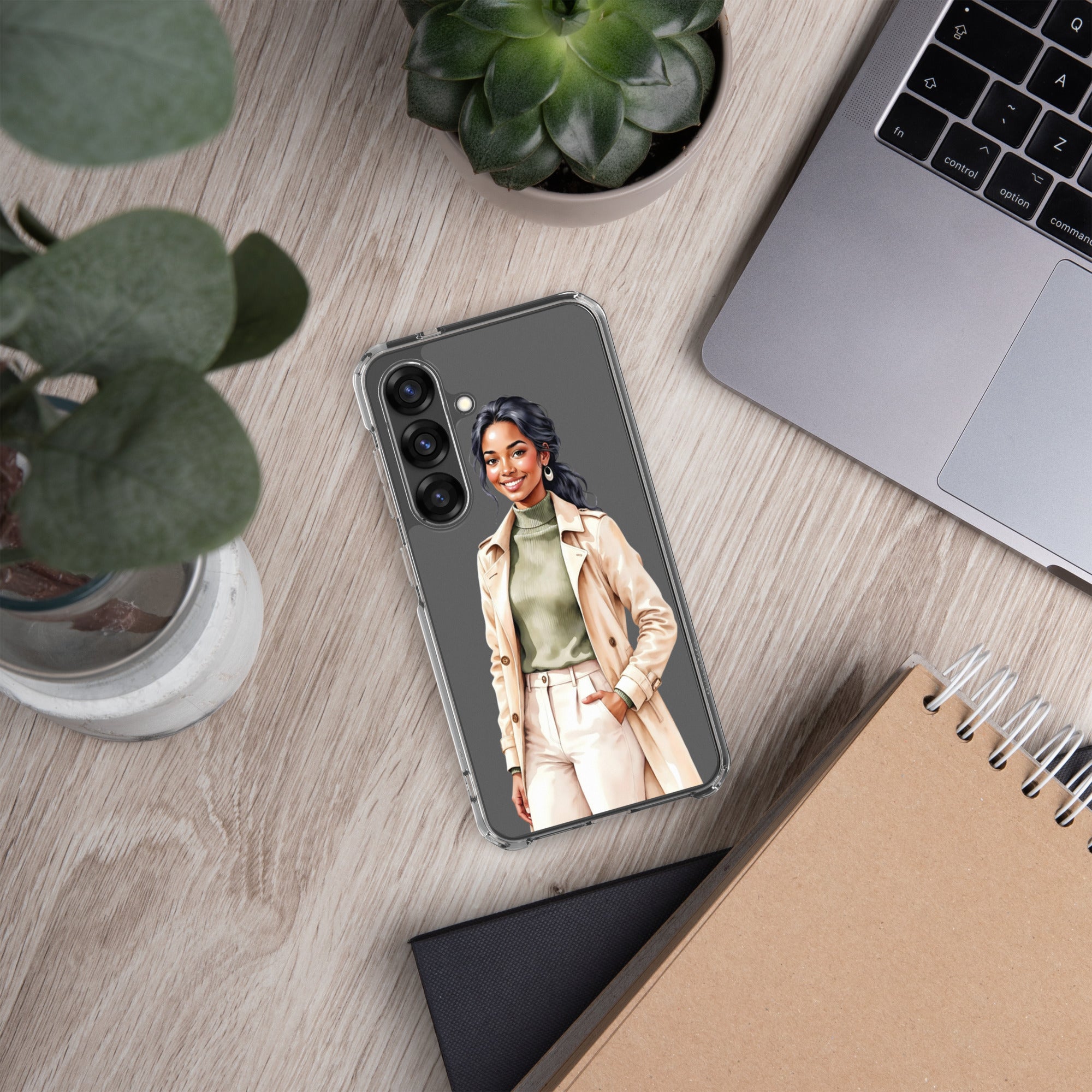 Elegant Fashion Woman Clear Case for Samsung Galaxy S25 – Modern Illustration Protective Cover