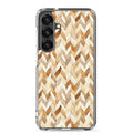 Warm Knit Pattern Clear Case for Samsung Galaxy S25 Plus – Neutral Woven Texture Protective Cover