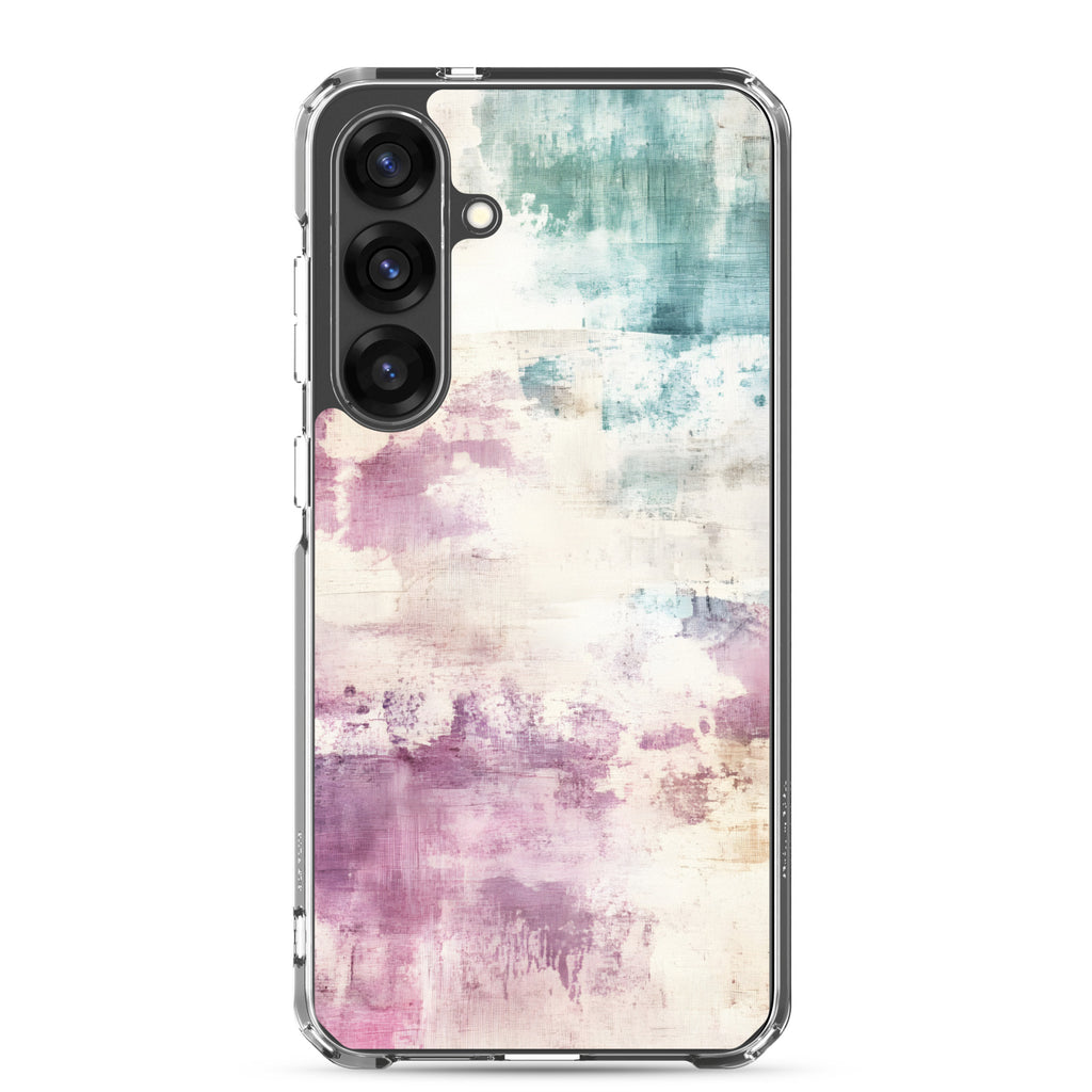 Soft Abstract Pastel Clear Case for Samsung Galaxy S25 Plus – Modern Watercolor Protective Cover