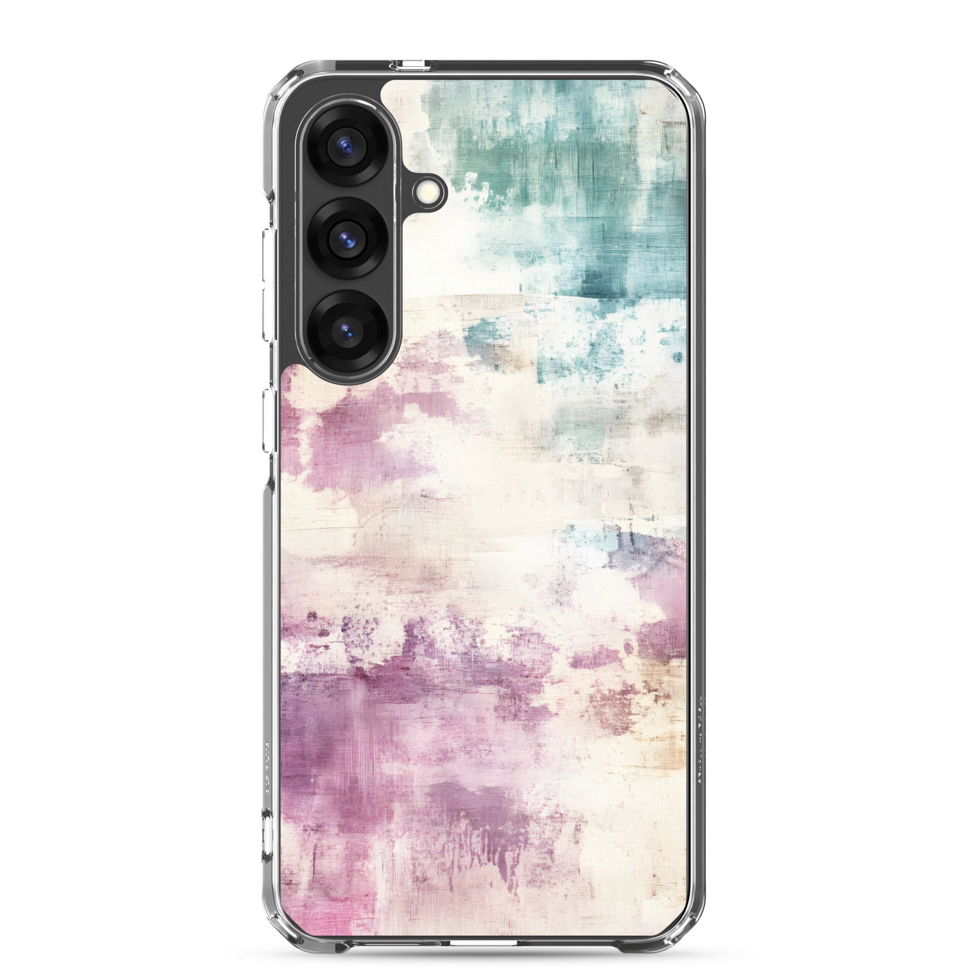 Soft Abstract Pastel Clear Case for Samsung Galaxy S25 Plus – Modern Watercolor Protective Cover