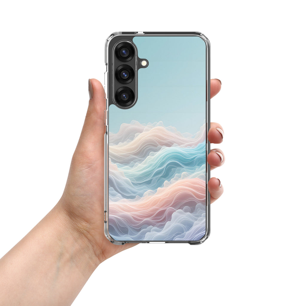 Abstract Pastel Waves Dream Clear Case for Samsung Galaxy S25 Plus – Soft Minimalist Protective Cover