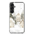 Snowy Winter Village Clear Case for Samsung Galaxy S25 Plus – Cozy Holiday Protective Cover