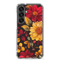 Autumn Bloom Floral Clear Case for Samsung Galaxy S25 Plus – Warm Fall Flowers Protective Cover