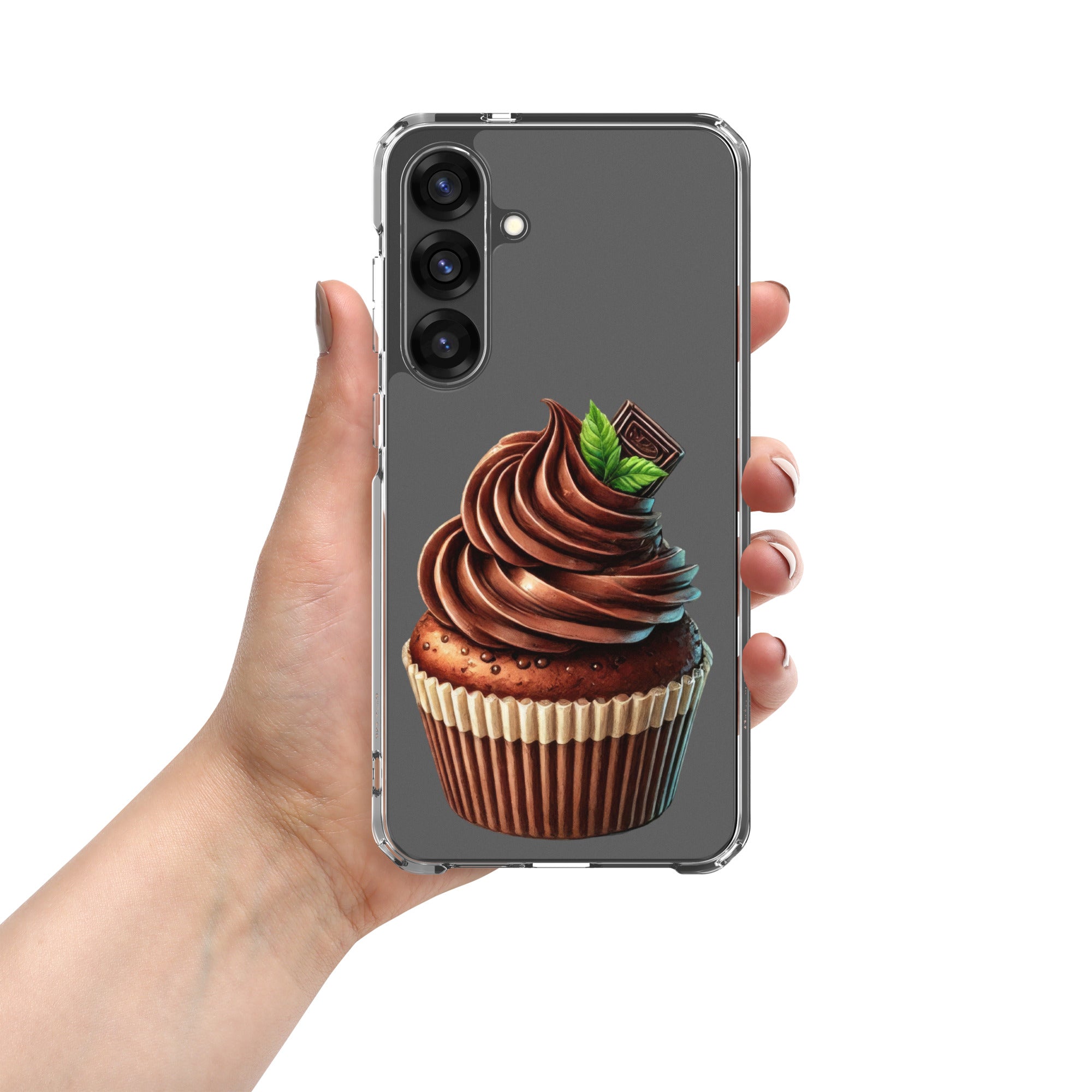 Chocolate Cupcake Clear Case for Samsung Galaxy S25 Plus – Sweet Dessert Art Protective Cover