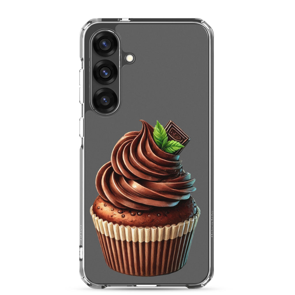 Chocolate Cupcake Clear Case for Samsung Galaxy S25 Plus – Sweet Dessert Art Protective Cover