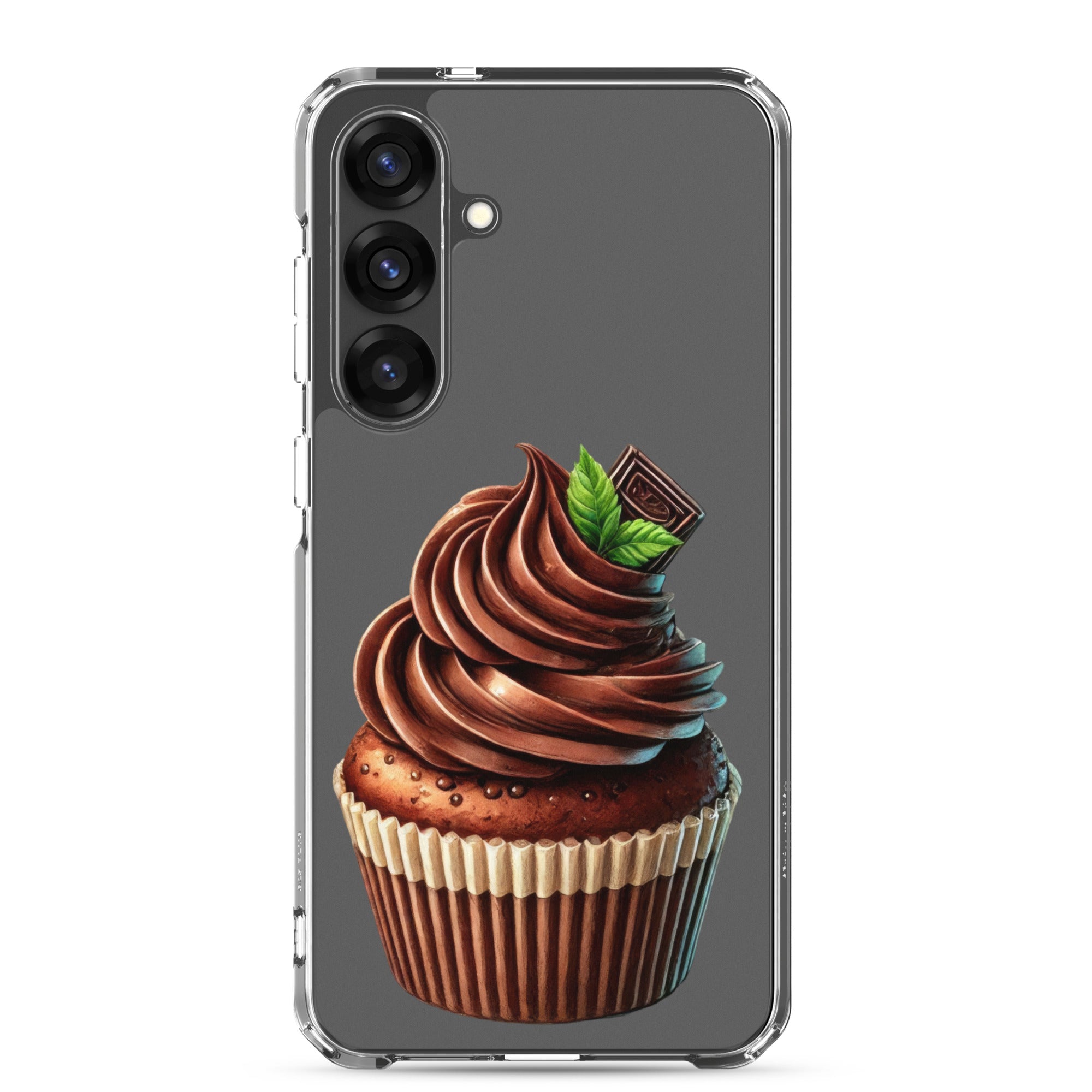 Chocolate Cupcake Clear Case for Samsung Galaxy S25 Plus – Sweet Dessert Art Protective Cover