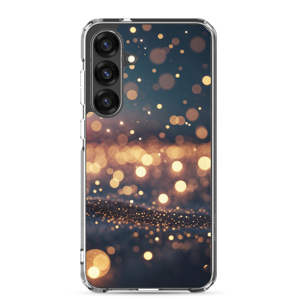 Golden Bokeh Lights Clear Case for Samsung Galaxy S25 Plus – Elegant Glow Protective Cover