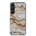 White Marble Gold Veins Clear Case for Samsung Galaxy S25 Plus – Elegant Stone Protective Cover