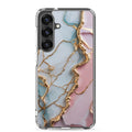Pastel Marble Gold Clear Case for Samsung Galaxy S25 Plus – Elegant Abstract Protective Cover