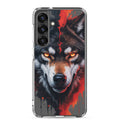 Fierce Wolf Portrait Clear Case for Samsung Galaxy S25 Plus – Dark Animal Art Protective Cover