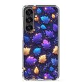 Glowing Autumn Leaves Clear Case for Samsung Galaxy S25 Plus – Colorful Night Nature Protective Cover