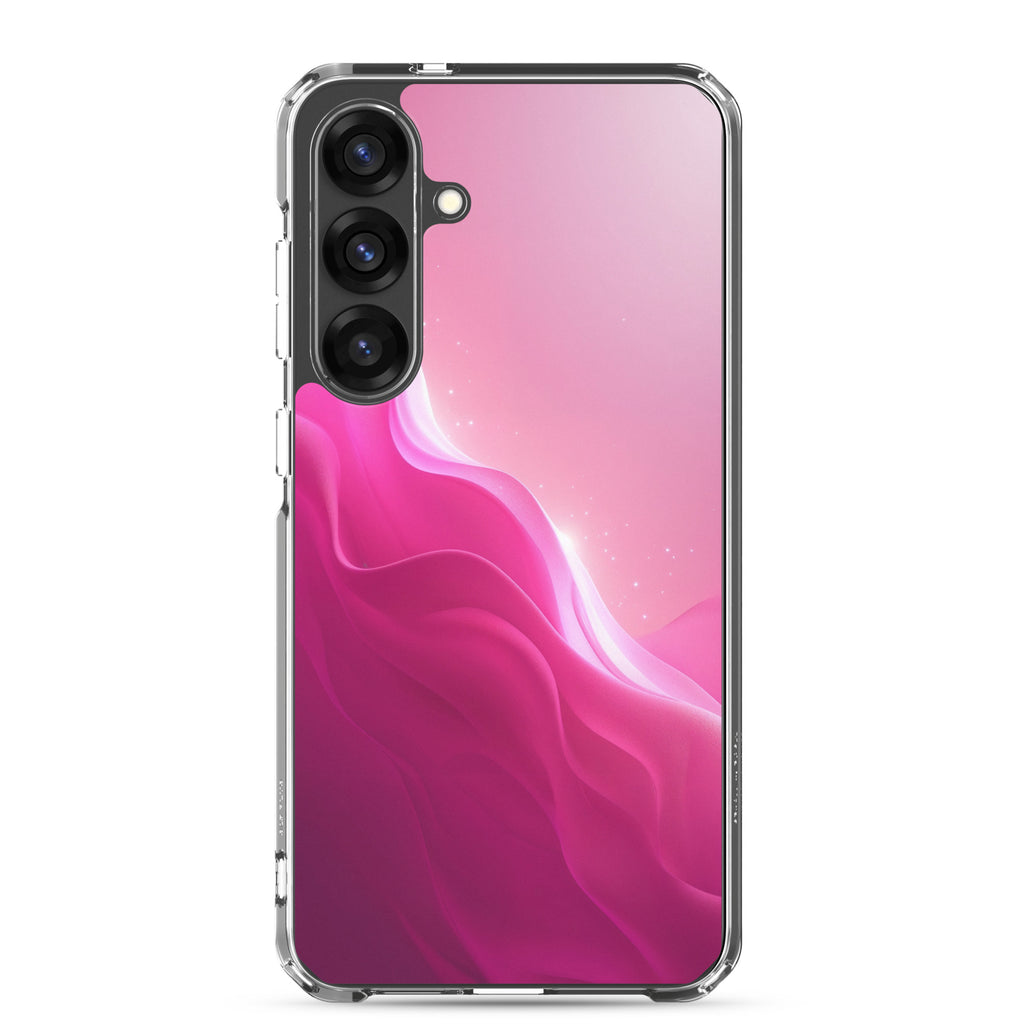 Pink Gradient Waves Dream Clear Case for Samsung Galaxy S25 Plus – Minimal Abstract Protective Cover