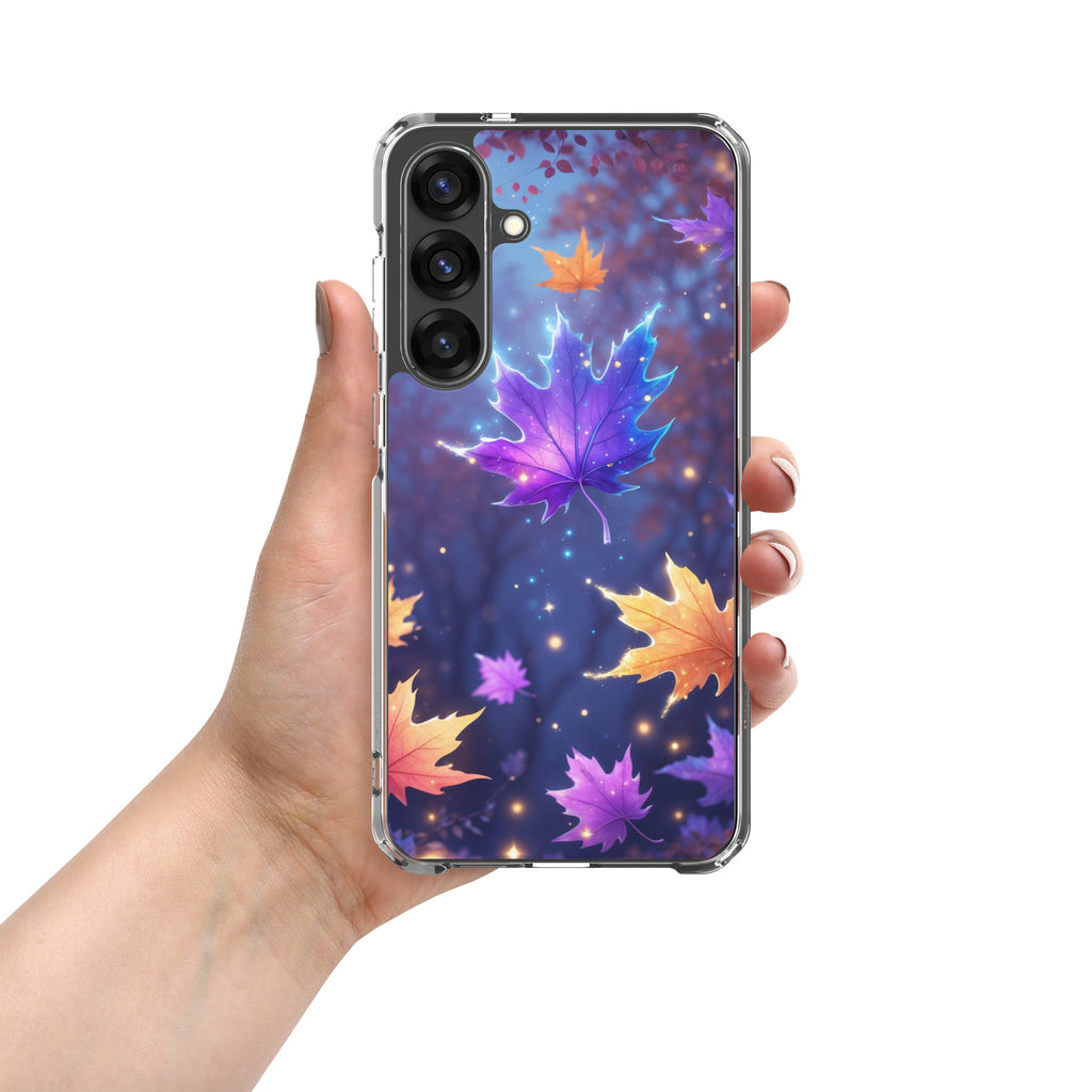 Autumn Leaves Glow Clear Case for Samsung Galaxy S25 Plus – Magical Nature Protective Cover