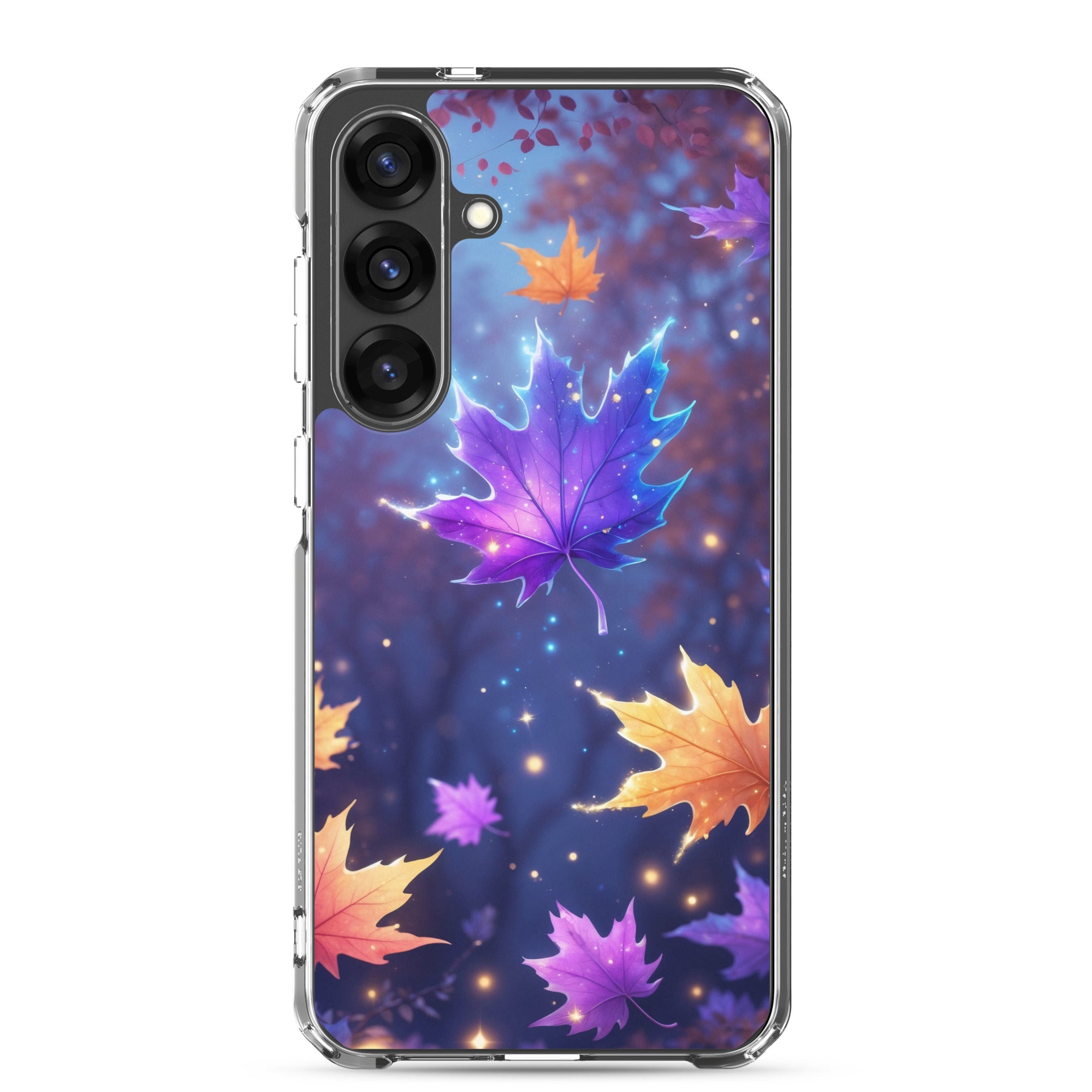 Autumn Leaves Glow Clear Case for Samsung Galaxy S25 Plus – Magical Nature Protective Cover