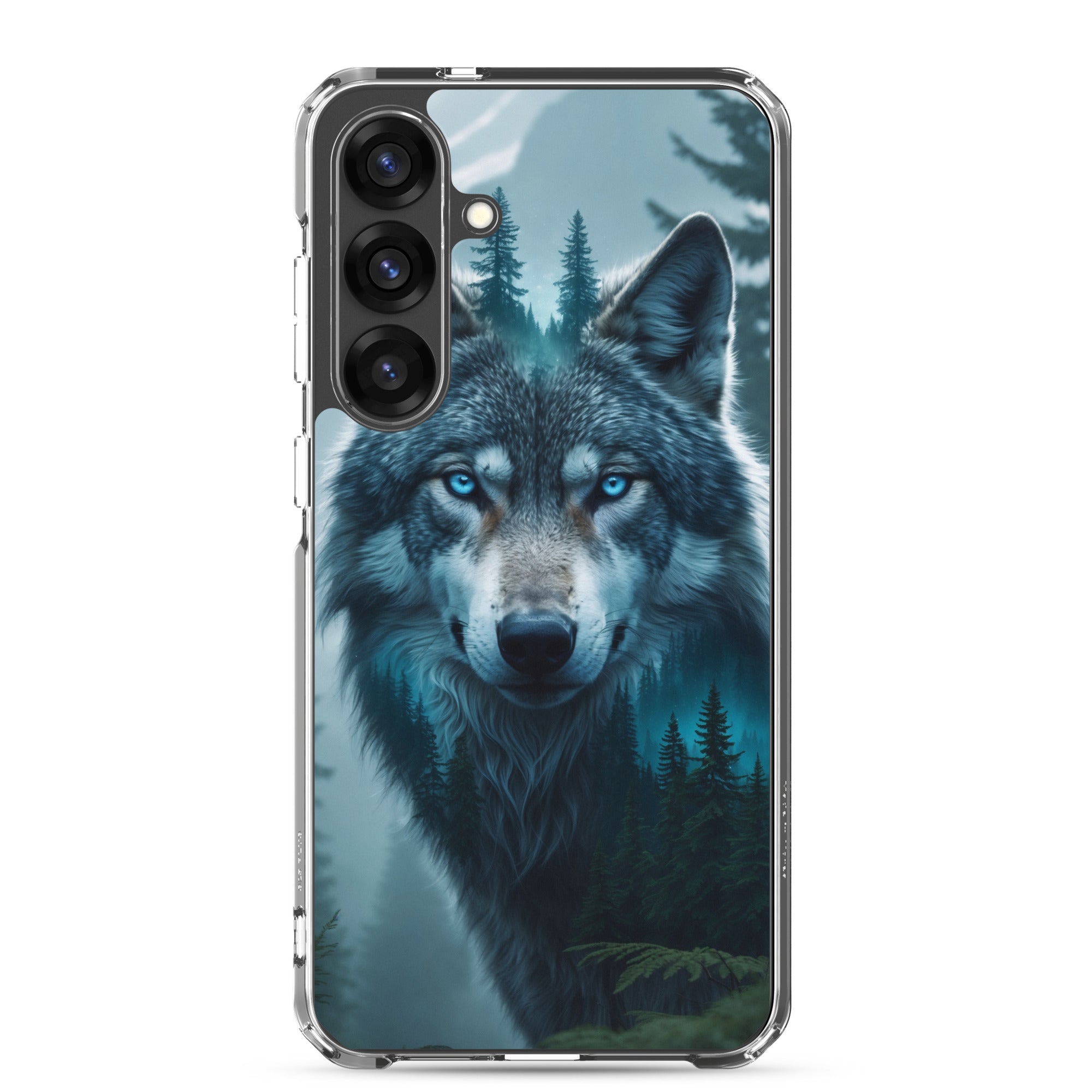 Mystic Forest Wolf Clear Case for Samsung Galaxy S25 Plus – Dark Nature Art Protective Cover