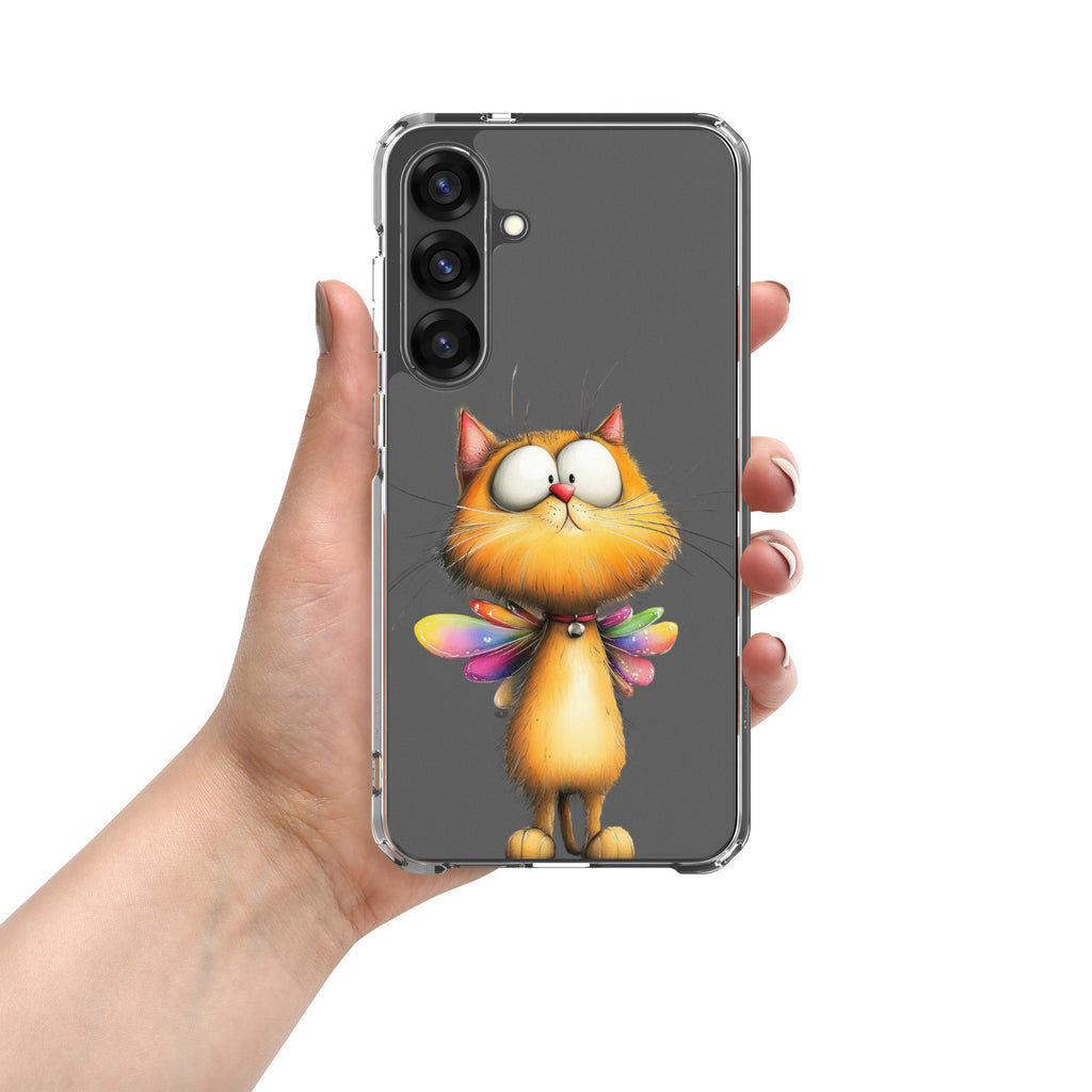 Whimsical Fairy Cat Clear Case for Samsung Galaxy S25 Plus – Playful Fantasy Protective Cover
