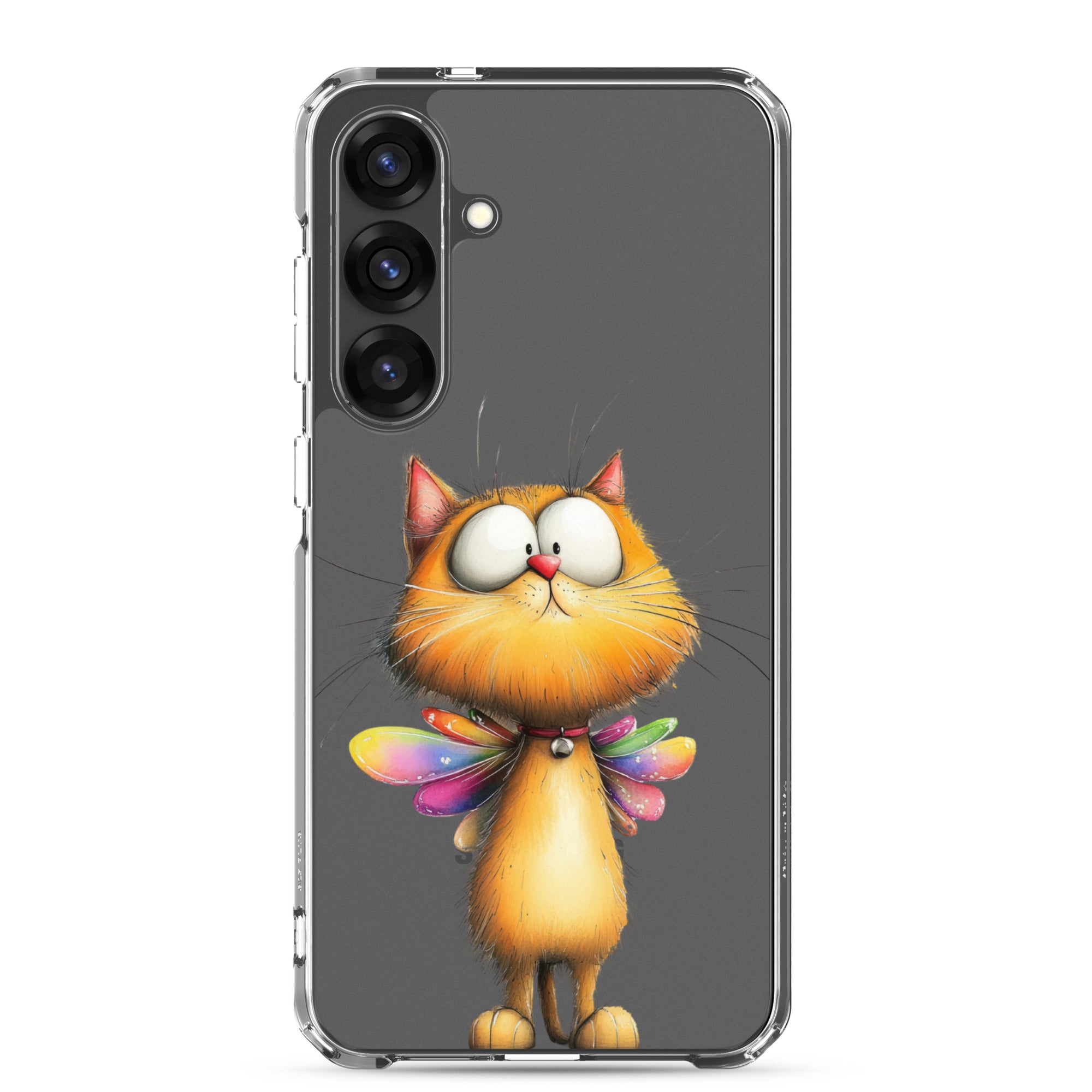 Whimsical Fairy Cat Clear Case for Samsung Galaxy S25 Plus – Playful Fantasy Protective Cover