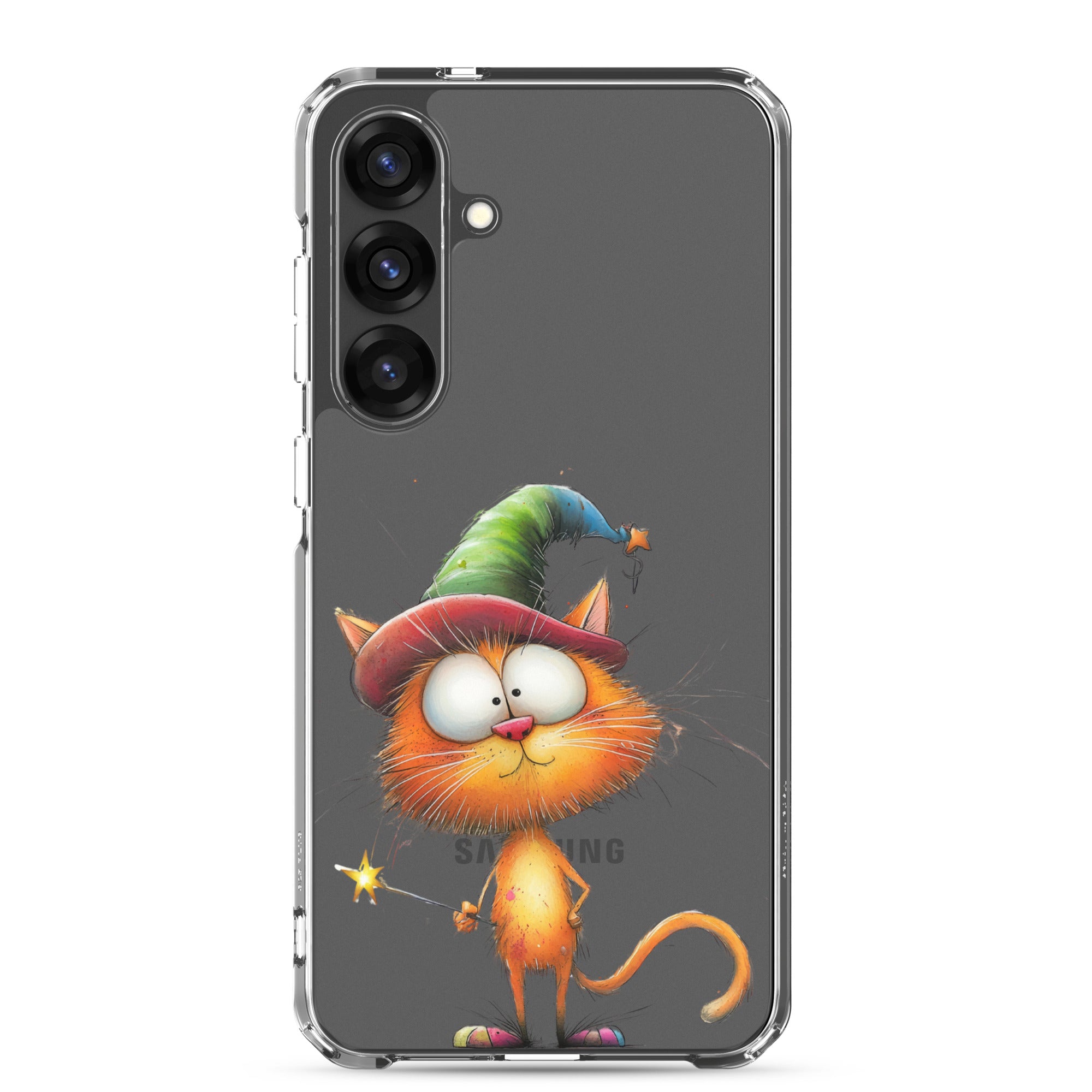 Wizard Cat Clear Case for Samsung Galaxy S25 Plus – Cute Fantasy Protective Cover