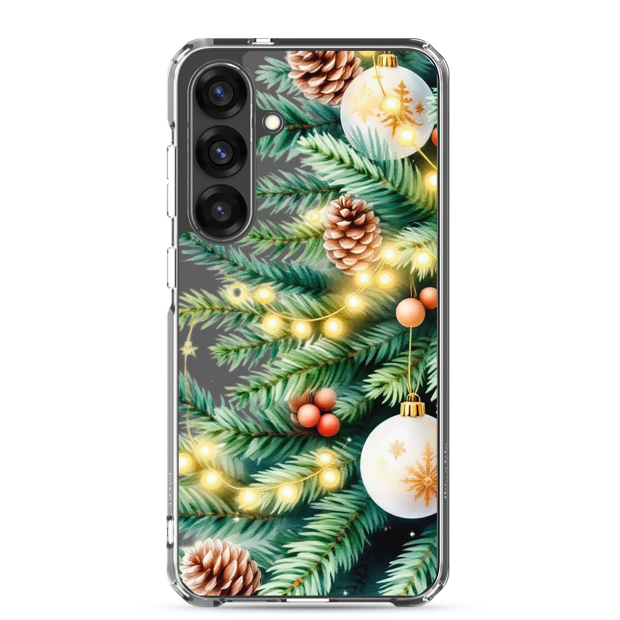 Christmas Pine Branches Clear Case for Samsung Galaxy S25 Plus – Festive Winter Protective Cover