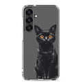 Black Cat Clear Case for Samsung Galaxy S25 Plus – Elegant Minimal Protective Cover