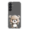 Cute Angry Bear Clear Case for Samsung Galaxy S25 Plus – Playful Cartoon Protective Cover