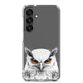 White Owl Illustration Clear Case for Samsung Galaxy S25 Plus – Minimal Wildlife Protective Cover