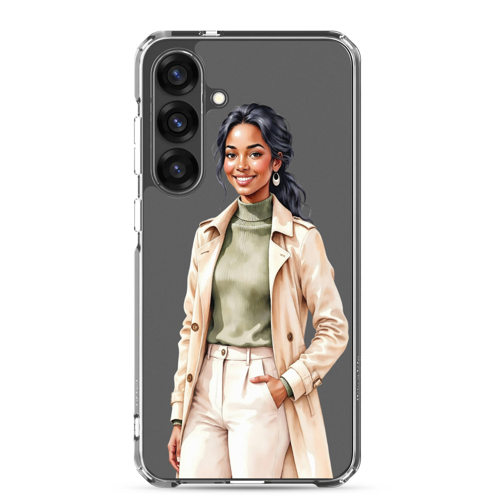 Elegant Fashion Woman Clear Case for Samsung Galaxy S25 Plus – Modern Illustration Protective Cover