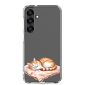 Sleeping Ginger Cat Clear Case for Samsung Galaxy S25 Plus – Cozy Minimal Animal Protective Cover