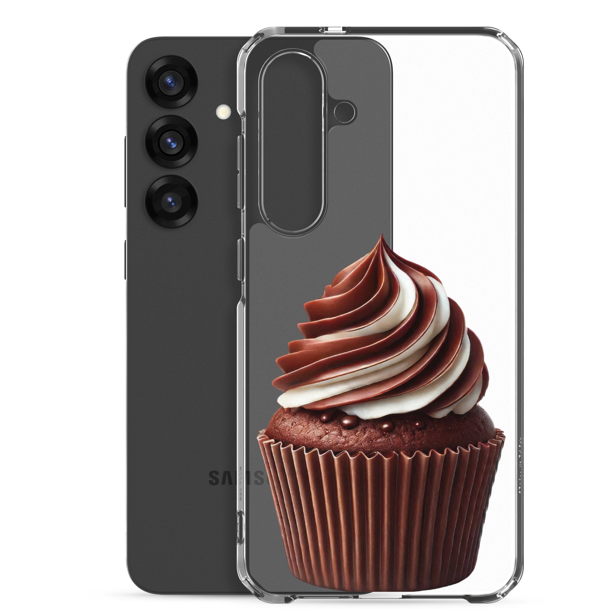 Chocolate Swirl Cupcake Clear Case for Samsung Galaxy S25 Plus – Dessert-Inspired Protective Cover