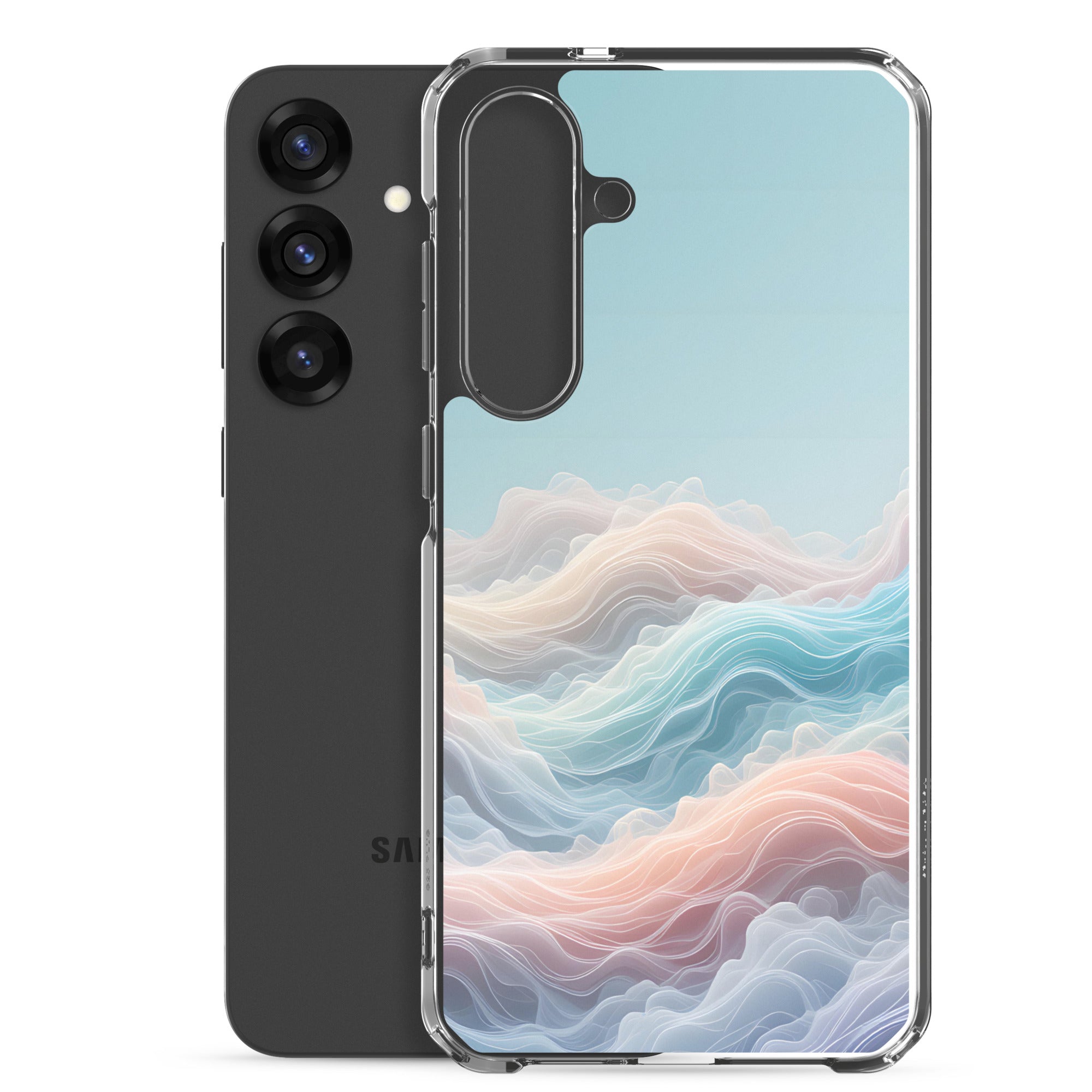 Abstract Pastel Waves Dream Clear Case for Samsung Galaxy S25 Plus – Soft Minimalist Protective Cover