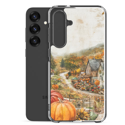 Autumn Village Clear Case for Samsung Galaxy S25 Plus – Cozy Fall Countryside Protective Cover