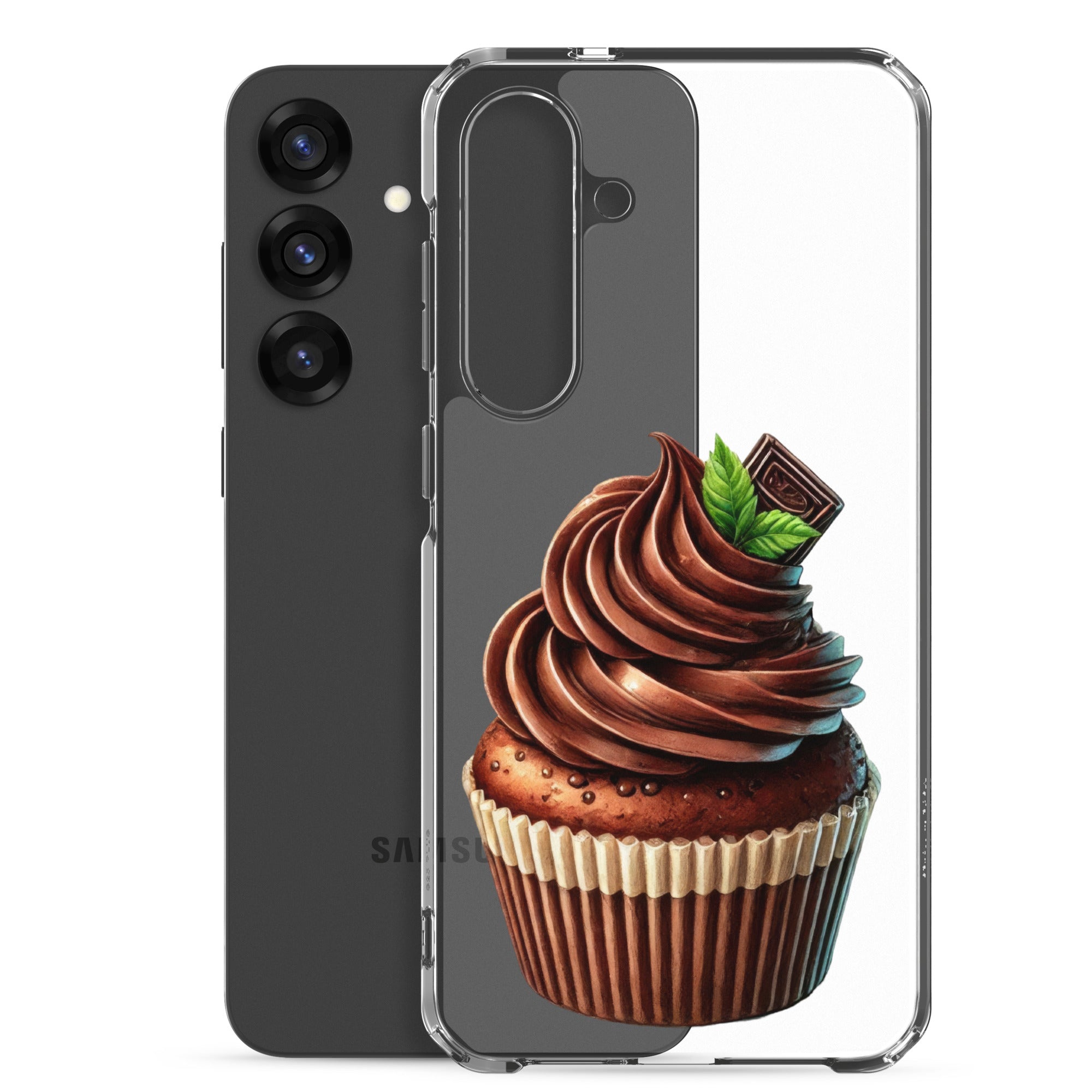 Chocolate Cupcake Clear Case for Samsung Galaxy S25 Plus – Sweet Dessert Art Protective Cover