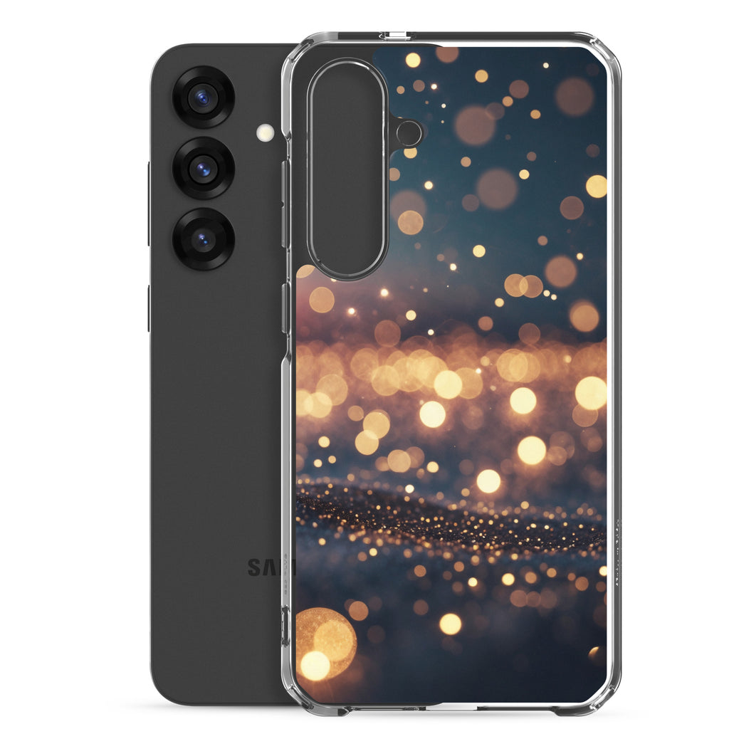 Golden Bokeh Lights Clear Case for Samsung Galaxy S25 Plus – Elegant Glow Protective Cover