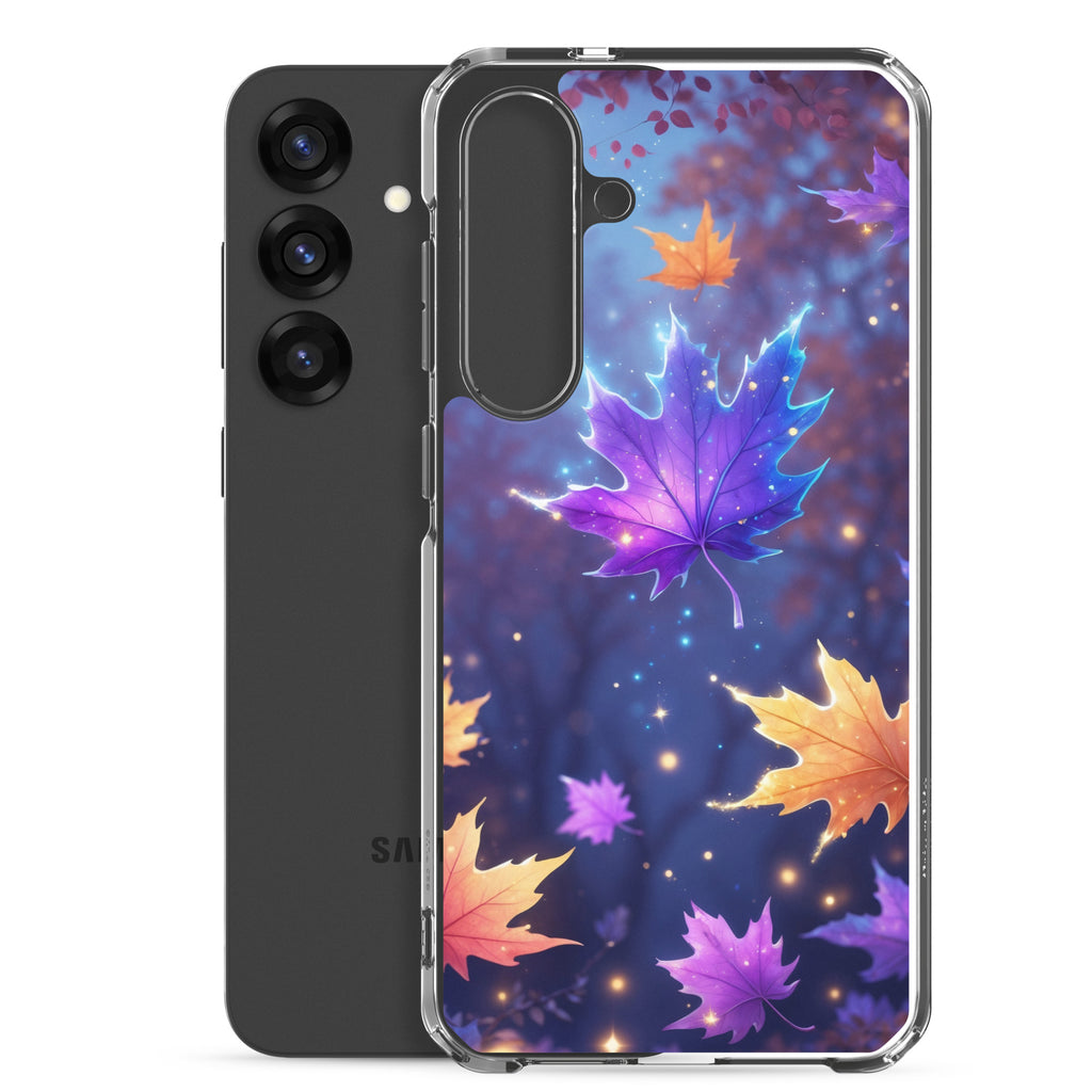 Autumn Leaves Glow Clear Case for Samsung Galaxy S25 Plus – Magical Nature Protective Cover