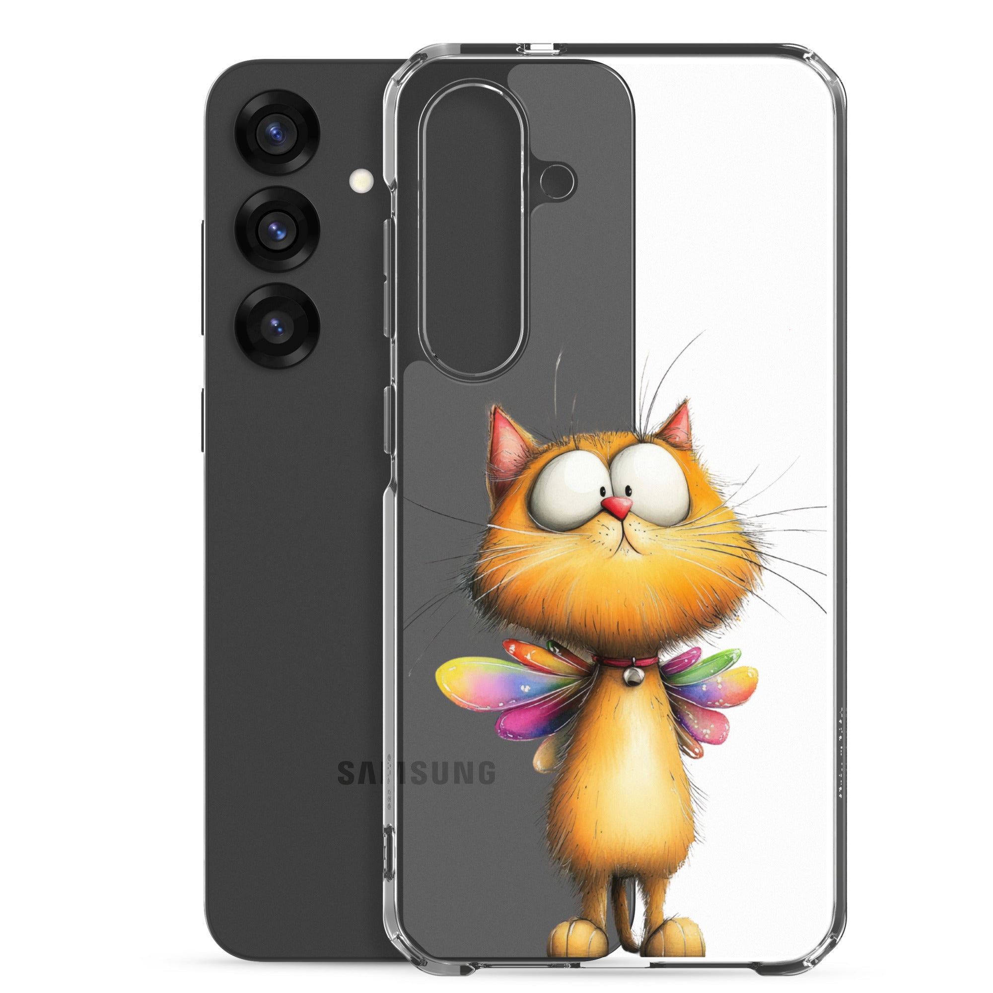Whimsical Fairy Cat Clear Case for Samsung Galaxy S25 Plus – Playful Fantasy Protective Cover
