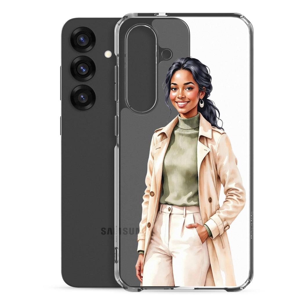 Elegant Fashion Woman Clear Case for Samsung Galaxy S25 Plus – Modern Illustration Protective Cover