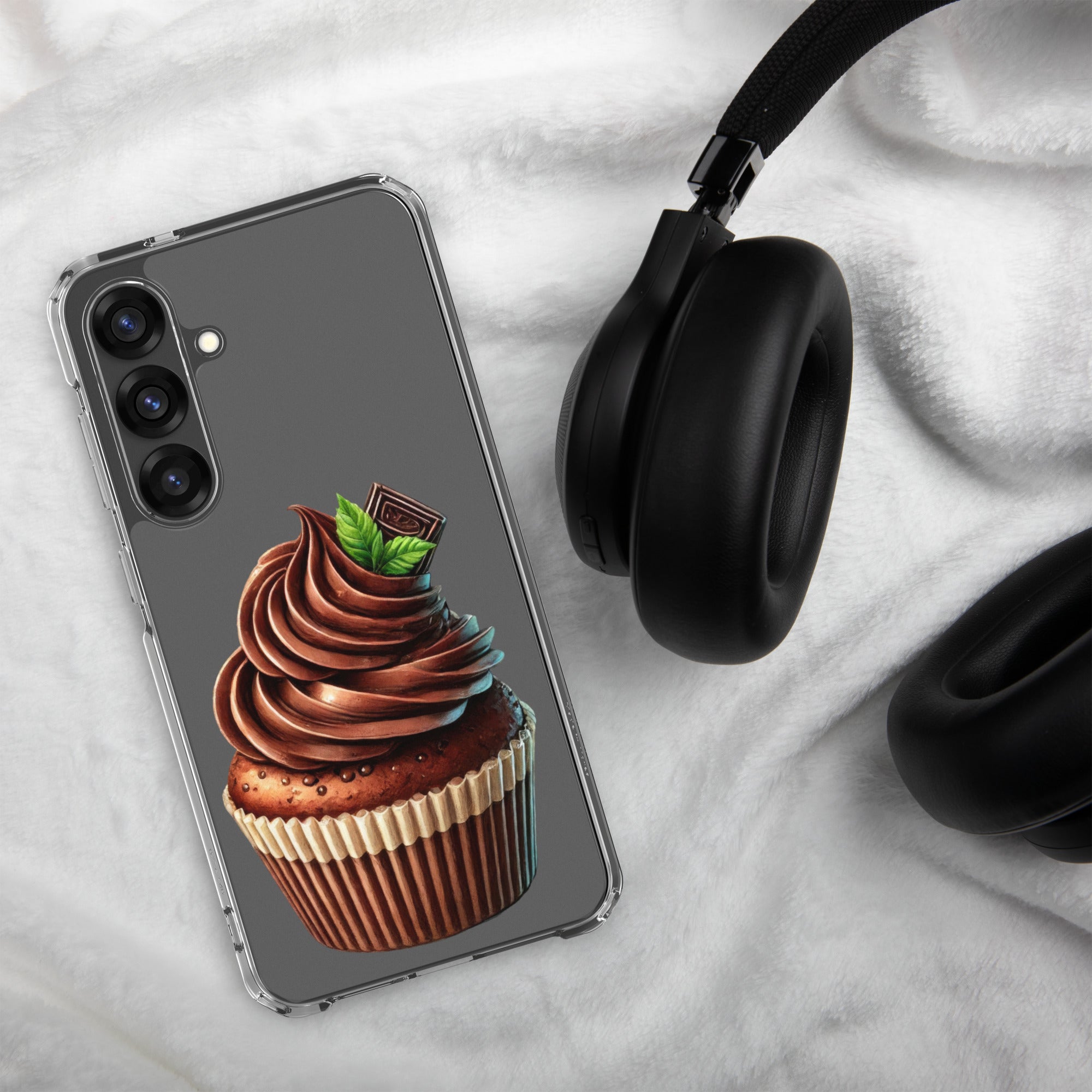 Chocolate Cupcake Clear Case for Samsung Galaxy S25 Plus – Sweet Dessert Art Protective Cover
