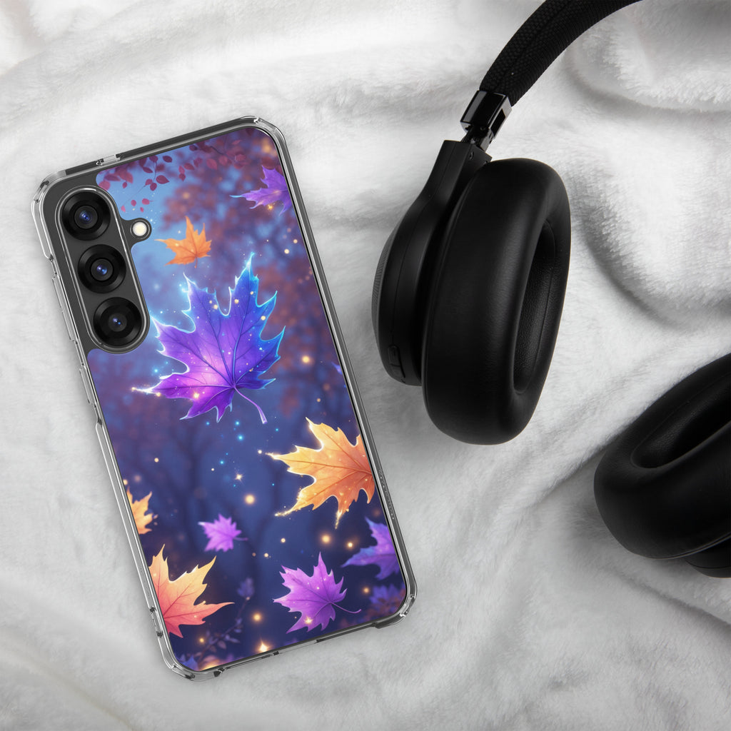 Autumn Leaves Glow Clear Case for Samsung Galaxy S25 Plus – Magical Nature Protective Cover