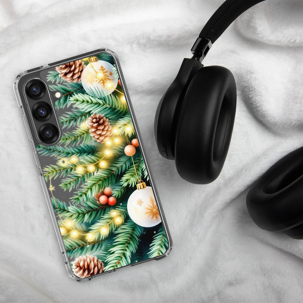Christmas Pine Branches Clear Case for Samsung Galaxy S25 Plus – Festive Winter Protective Cover