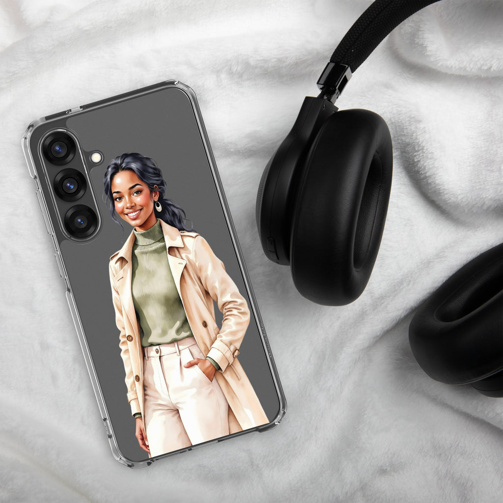 Elegant Fashion Woman Clear Case for Samsung Galaxy S25 Plus – Modern Illustration Protective Cover