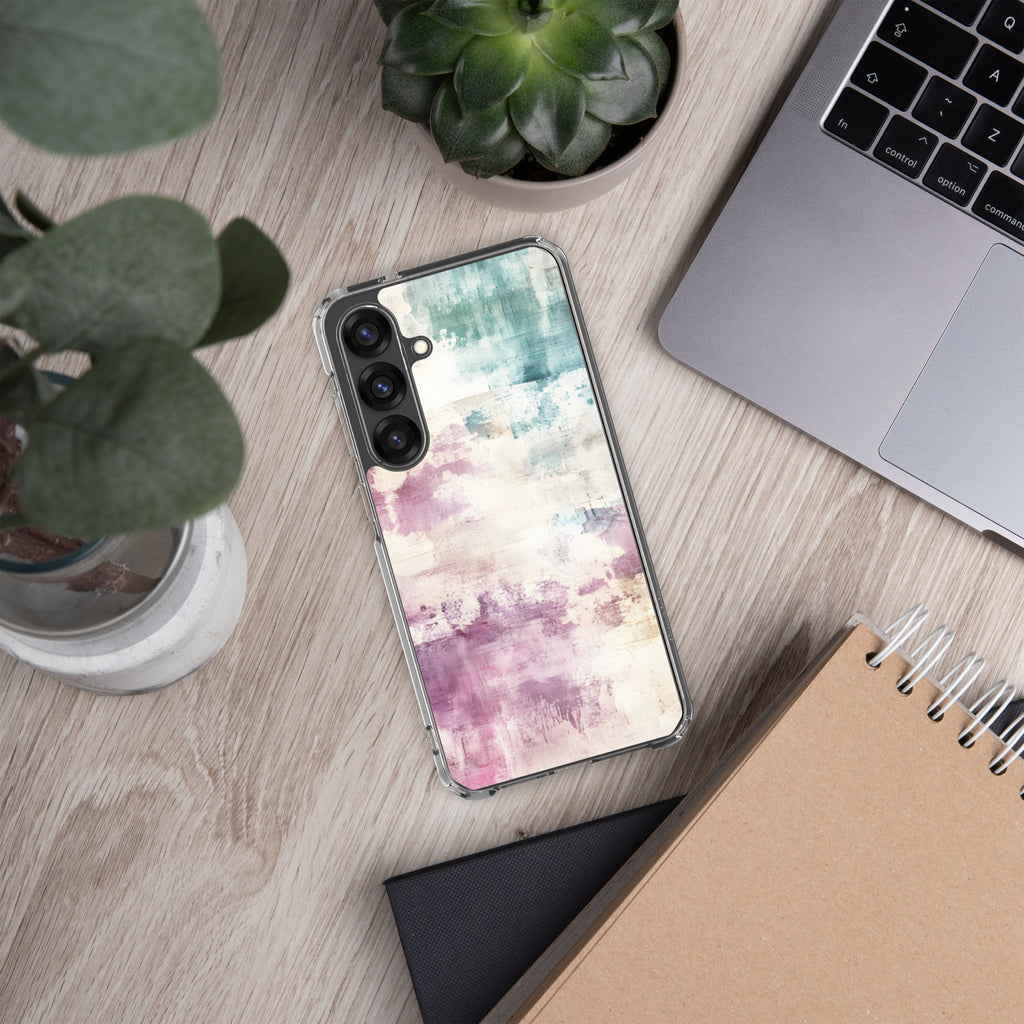 Soft Abstract Pastel Clear Case for Samsung Galaxy S25 Plus – Modern Watercolor Protective Cover