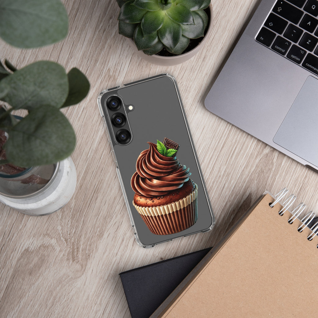 Chocolate Cupcake Clear Case for Samsung Galaxy S25 Plus – Sweet Dessert Art Protective Cover