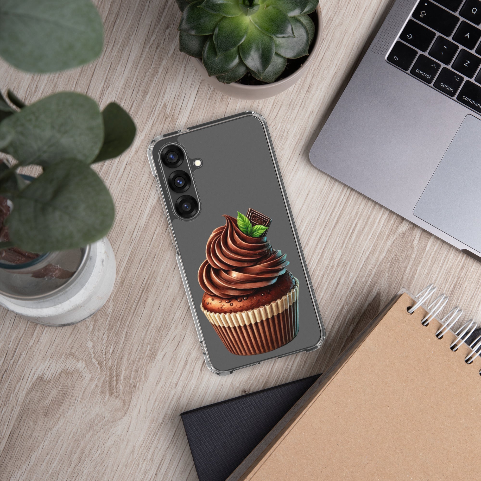 Chocolate Cupcake Clear Case for Samsung Galaxy S25 Plus – Sweet Dessert Art Protective Cover
