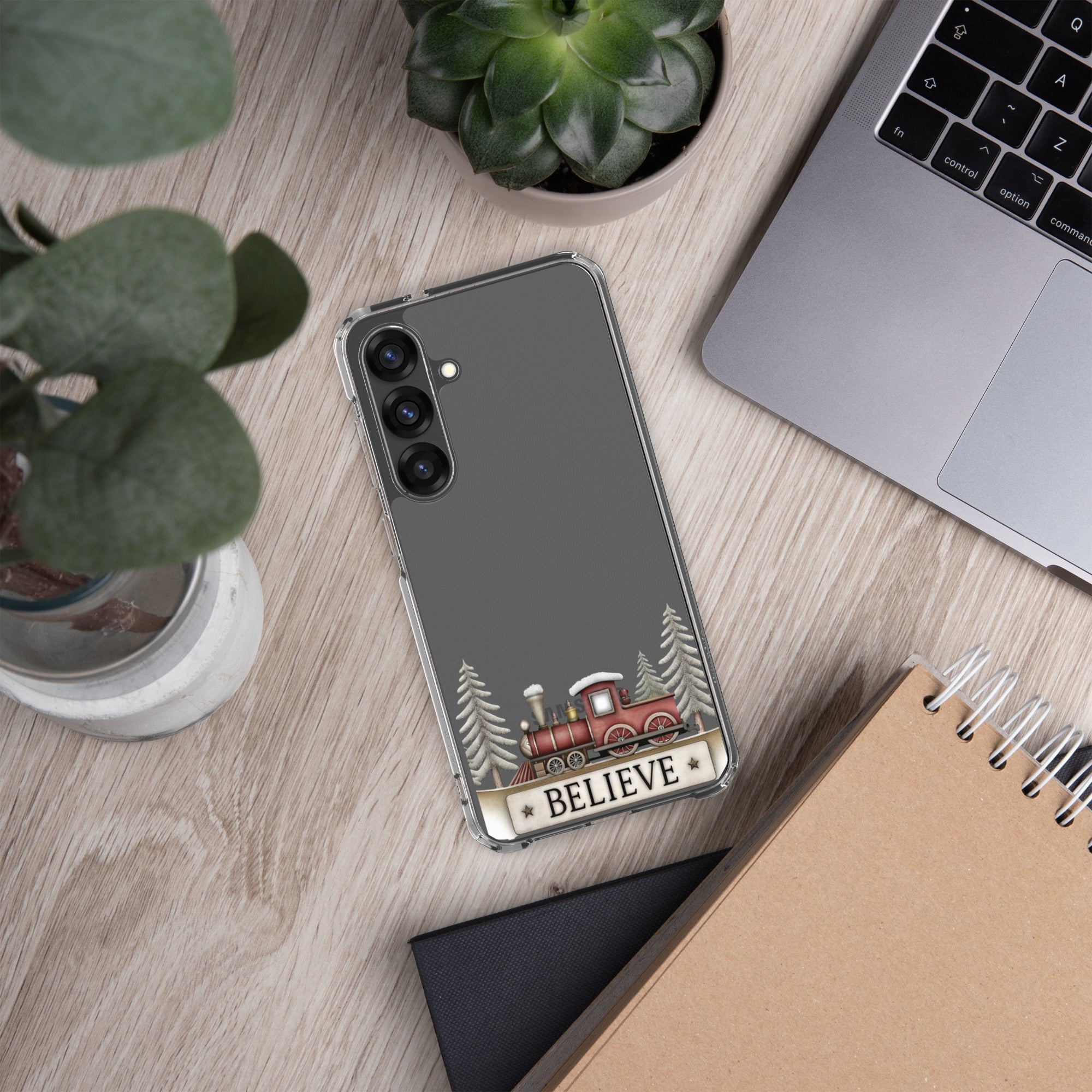 Believe Christmas Train Clear Case for Samsung Galaxy S25 Plus – Festive Holiday Protective Cover