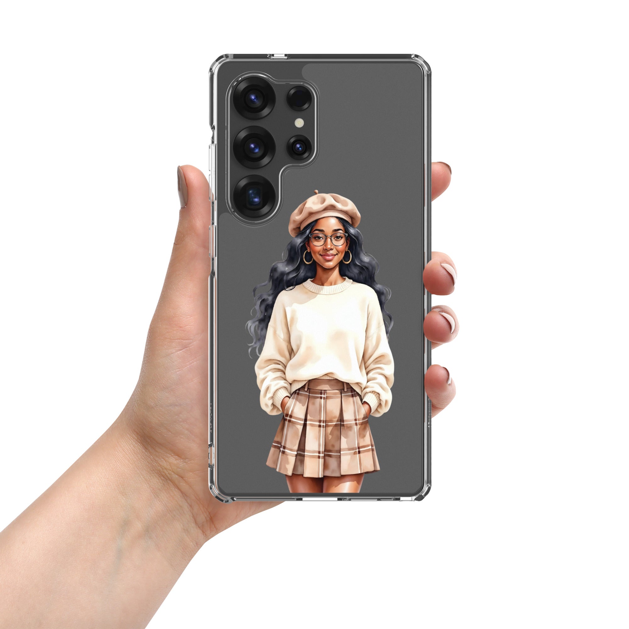 Chic Autumn Portrait Clear Case for Samsung Galaxy S25 Ultra – Elegant Minimalist Protective Cover