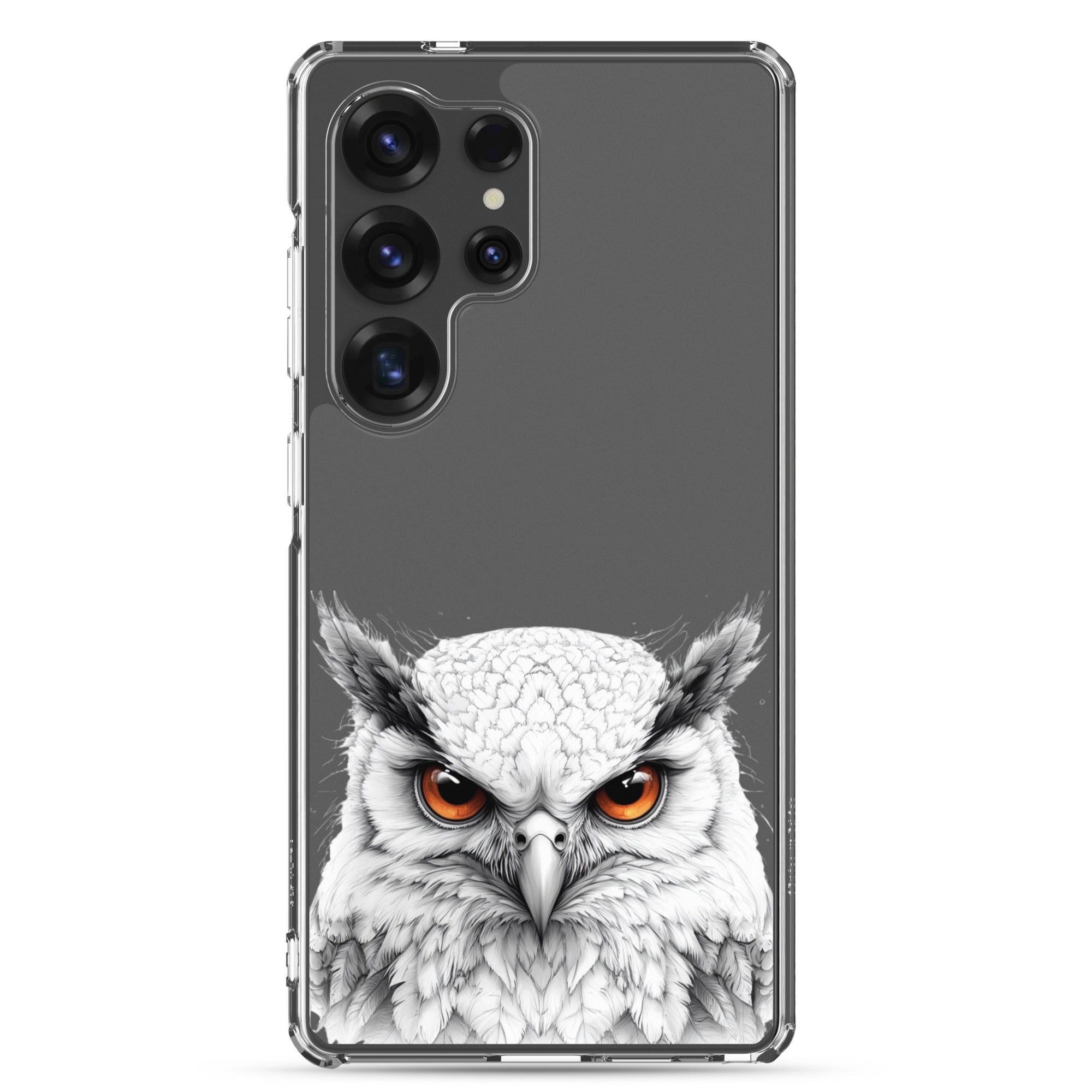 White Owl Illustration Clear Case for Samsung Galaxy S25 Ultra – Minimal Wildlife Protective Cover