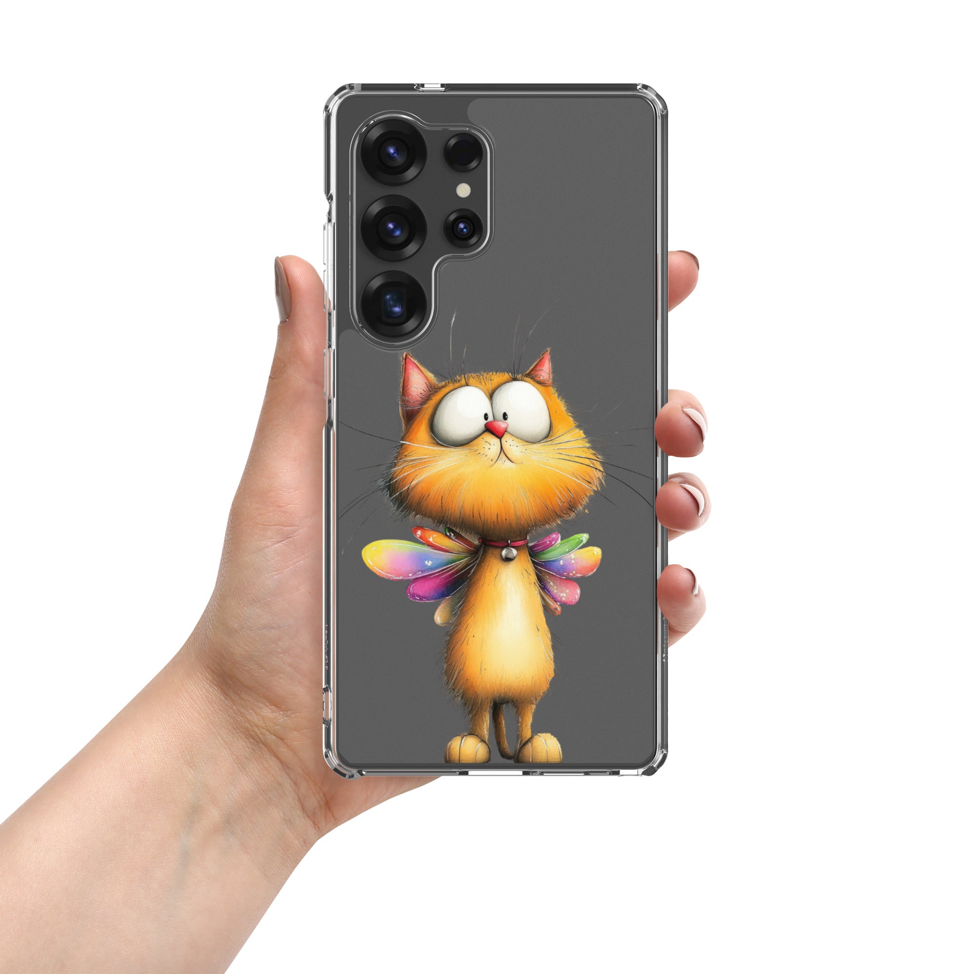 Whimsical Fairy Cat Clear Case for Samsung Galaxy S25 Ultra – Playful Fantasy Protective Cover